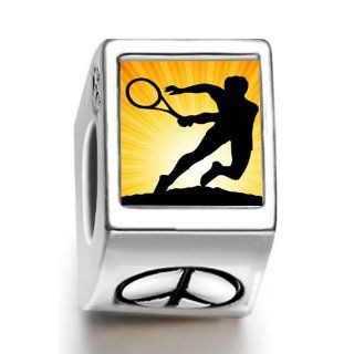 Soufeel London 2012 Olympics Tennis Player Forehand Photo Peace Symbol European Charms Fit Pandora Bracelets Jewelry