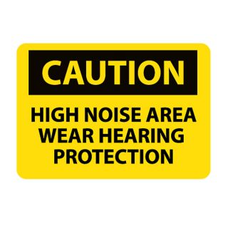 Nmc Osha Compliant Vinyl Caution Signs   14X10   Caution High Noise Area Wear Hearing Protection