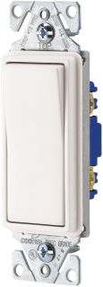 Cooper 7511WBOX Light Switch, Illuminated Decorator Rocker Switch, Single Pole White