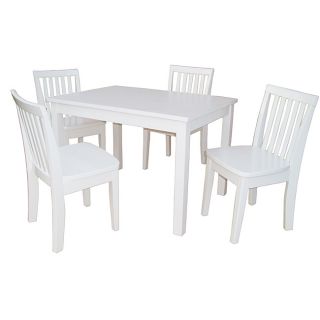 Juvenile Linen White Table With Four Chairs Set