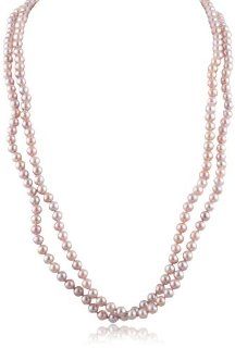Pink Freshwater Cultured AA Quality Pearl (6.5 7mm) Necklace with 14k White Gold Clasp, 60" Pearl Strands Jewelry