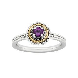 Two Tone Genuine Amethyst Ring, Purple/White, Womens