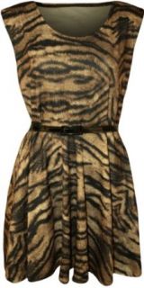 PaperMoon Women's Plus Size Tiger Belted Skater Dress