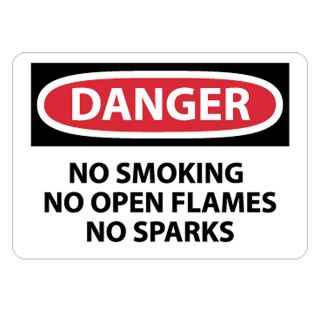 Nmc Osha Compliant Aluminum Danger Signs   14X10   Danger No Smoking No Open Flames No Sparks