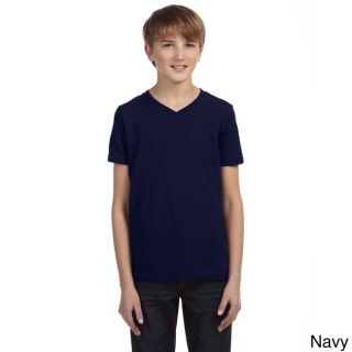 Bella Youth Boys Jersey Short sleeve V neck T shirt Navy Size L (14 16)