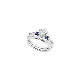 1/5 cttw Diamond and Sapphire Enhancer in 14k White Gold ( Size 6 ) Banvari Jewelry