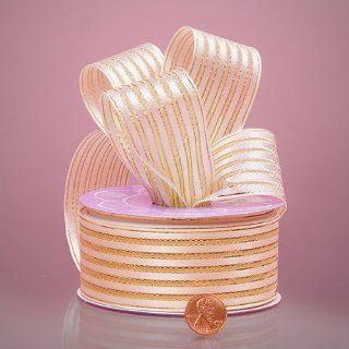 1 1/2" X 25YD IVORY/GOLD GOOD AS CANDY RIBBON