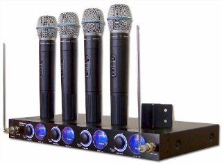 IDOLPRO VHF 638 4 CHANNEL PROFESSIONAL KARAOKE WIRELESS MICROPHONE SYSTEM Musical Instruments