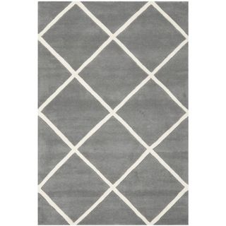 Handmade Moroccan Dark Grey Wool Area Rug (4 X 6)