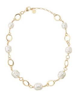 Flat Link Faux Pearl Necklace