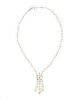 CZ Faux Pearl Tassel Necklace