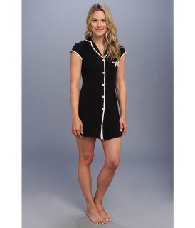 Betsey Johnson Heart Button Sleepshirt Womens Pajama (Black)