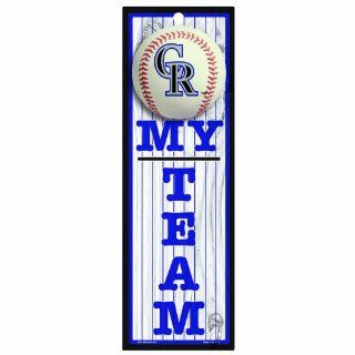 MLB Colorado Rockies 4 by 13 Wood "My Team" Sign  Sports Fan Decorative Plaques  Sports & Outdoors