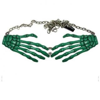 Kreepsville 666 JSBHGR Skeleton Bone Hand Necklace Green Clothing