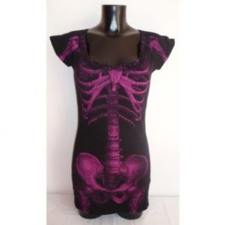 Kreepsville 666 DRSM XL Magenta Skeleton Tunic Dress   Extra Large Clothing