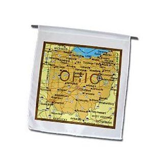 3dRose fl_39042_1 Framed Map of Ohio Garden Flag, 12 by 18 Inch  Outdoor Flags  Patio, Lawn & Garden
