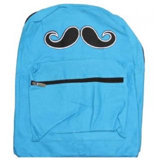 Mustache Zippered Backpack (Various Colors)   Blue Clothing