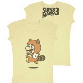 Nintendo Super Mario Bros. 3 Mario Raccoon Juniors Girly T Shirt, Brown, Small Clothing