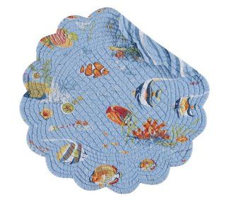 C&F Enterprises   Reef Paradise Quilted Reversable Round Scalloped Placemat (Single) Electronics