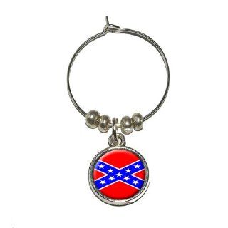 Confederate Rebel Flag Wine Glass Charm Drink Stem Marker Ring Wine Glass Tags Kitchen & Dining