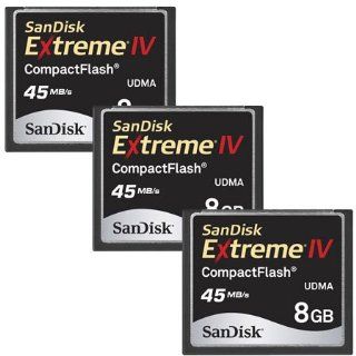 SanDisk 8 GB Extreme IV Compact Flash Memory Card   Pack of 3 Computers & Accessories
