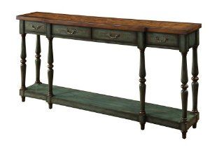 Coast to Coast 32095 Four Drawer Console in a Brown and Green Finish   Cabinet And Furniture Drawer Slides