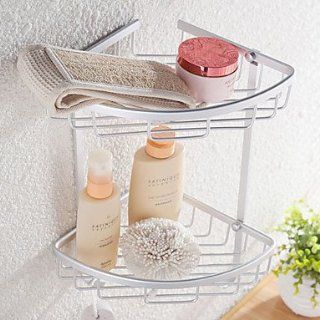 Single Bilayer Triangular Basket Solid Space Aluminium Shelf   Mounted Bathroom Shelves