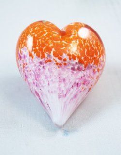Murano Design Orange & Pink Speckle Textured Heart PW 647   Home Decor Accents