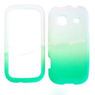 RUBBER COATED HARD CASE FOR SAMSUNG TRENDER M380 RUBBERIZED TWO COLOR WHITE GREEN Cell Phones & Accessories