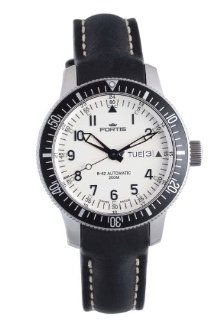 Fortis Men's 648.10.12 L.01 B 42 Diver White Dial Automatic Date Black Leather Watch at  Men's Watch store.