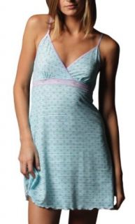 Underglam Blue with Lavender Polka Dot Chemise S Spaghetti Strap Nightgown