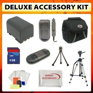 Deluxe SUNSET ELECTRONICS Accessory Kit For The JVC Everio GZ MG360 60GB Hard Drive Camcorder including Carrying Case, Extended Life Battery, Battery Charger, 4 GB SD Memory Card, Card Reader, 2 Tripods, Cleaning Kit and MORE  Digital Camera Accessory Ki