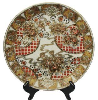 Decorative Chinese hand painted porcelain plate with gold filigree (649)   satsuma   Decorative Trays