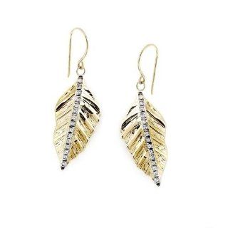 Jewelry For Trees 14KT Yellow Gold Leaf Drop Earrings Jewelry
