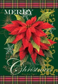 " Christmas Poinsettia " Merry Christmas   Large Size 28 Inch X 40 Inch Decorative Flag  Outdoor Decorative Flags  Patio, Lawn & Garden