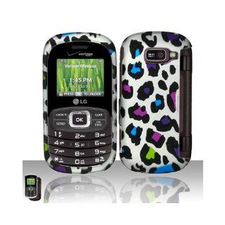 Silver Colorful Leopard Hard Cover Case for LG Octane VN530 Cell Phones & Accessories