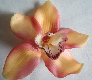 Tanday (Peach) Exotic Cymbidium Orchid Flower Hair Clip . 