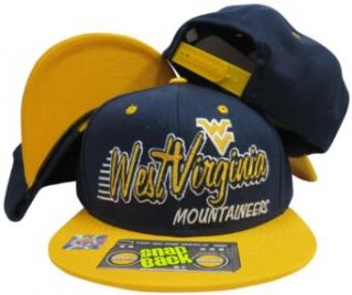 West Virginia Mountaineers Navy/Yellow Two Tone Plastic Snapback Adjustable Plastic Snap Back Hat / Cap Clothing