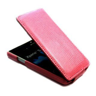 Snake Flip Leather Skin Case Cover FOR Sony Xperia S LT26i Pink Cell Phones & Accessories