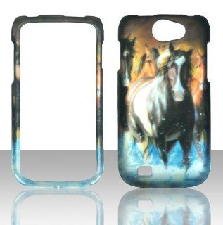 2D Brown Horses Samsung Exhibit II 2 4G T679 / Galaxy Exhibit 4G / Galaxy W (i8150) Wonder T Mobile Hard Case Snap on Rubberized Touch Case Cover Faceplates Cell Phones & Accessories