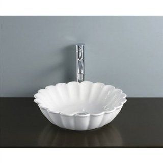 KSB  White China Vessel Bathroom Sink without Overflow Hole   Daisy Series  White Finish   Heating Vents  