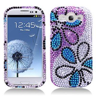 Aimo SAMI9300PCLDI683 Dazzling Diamond Bling Case for Samsung Galaxy S3 i9300   Retail Packaging   Blue/Purple Cell Phones & Accessories