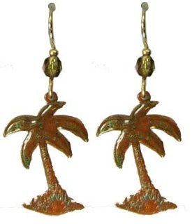 Jody Coyote Bronze Palm Tree Drop Earrings 8365 Jewelry