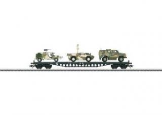 Marklin HO Scale Modern German Army (BW) Diecast Model, Type Rs 684 Flat Car With Dingo, Fennek And Serval Vehicles (ISAF Markings) Toys & Games