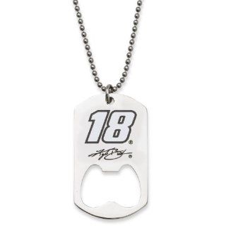 #18 Kyle Busch Stainless Steel Signature Bottle Opener Dog Tag Pendant w/ Ball Chain Jewelry