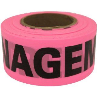 Presco CUPGBK99 658 150' Length x 1 1/2" Width, PVC Film, Pink Glo Printed Roll Flagging, Legend "Streamside Management Zone" (Pack of 108) Safety Tape