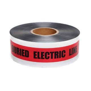 Presco D3105R6 658 1000' Length x 3" Width, Red with Black Ink Detectable Underground Warning Tape, Legend "Caution Buried Electric Line" (Pack of 8) Safety Tape