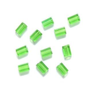 Preciosa Ornela Czech Flat Rectangle Bugle Glass Bead, 3 1/2 by 5mm, Transparent, Light Green, 65 gm/pack