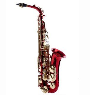 Hawk WD S416 RD Student Alto Saxophone with Case, Mouthpiece and Reed, Red Musical Instruments