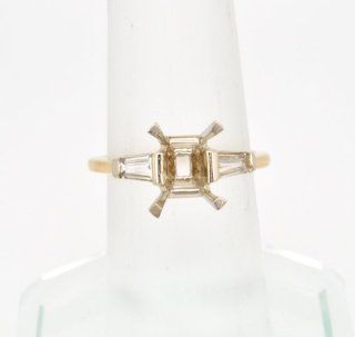 14K Yellow Gold Emerald Cut Diamond Engagement Ring Setting Jewelry